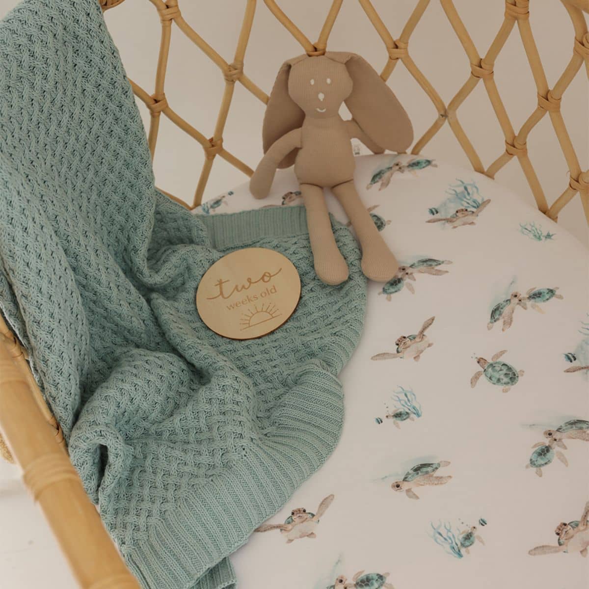 Snuggle Hunny Diamond Knit Baby Blanket - Sage - Image 5