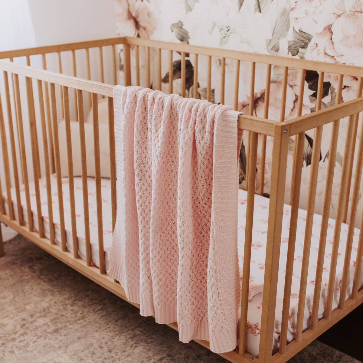 Snuggle Hunny Diamond Knit Baby Blanket - Blush Pink - Image 3