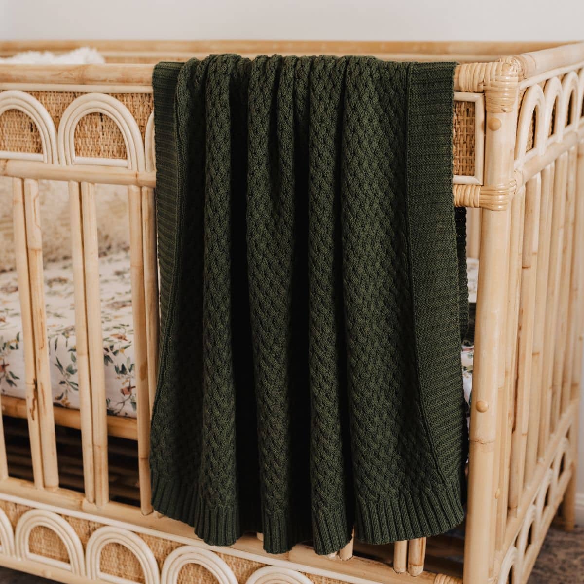 Snuggle Hunny Diamond Knit Baby Blanket - Olive - Image 3
