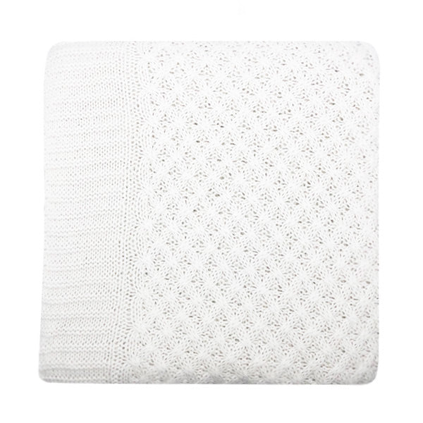 Snuggle Hunny Diamond Knit Baby Blanket - White - Image 3