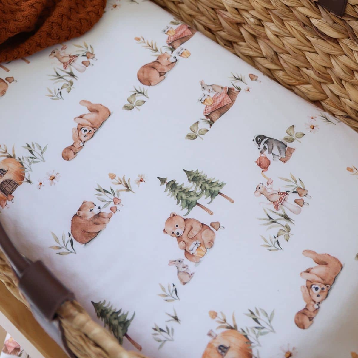 Snuggle Hunny Fitted Bassinet Sheet and Change Pad Cover - Bears - Image 2