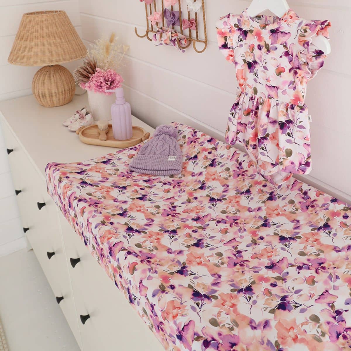Snuggle Hunny Fitted Bassinet Sheet and Change Pad Cover - Blushing Beauty - Image 4