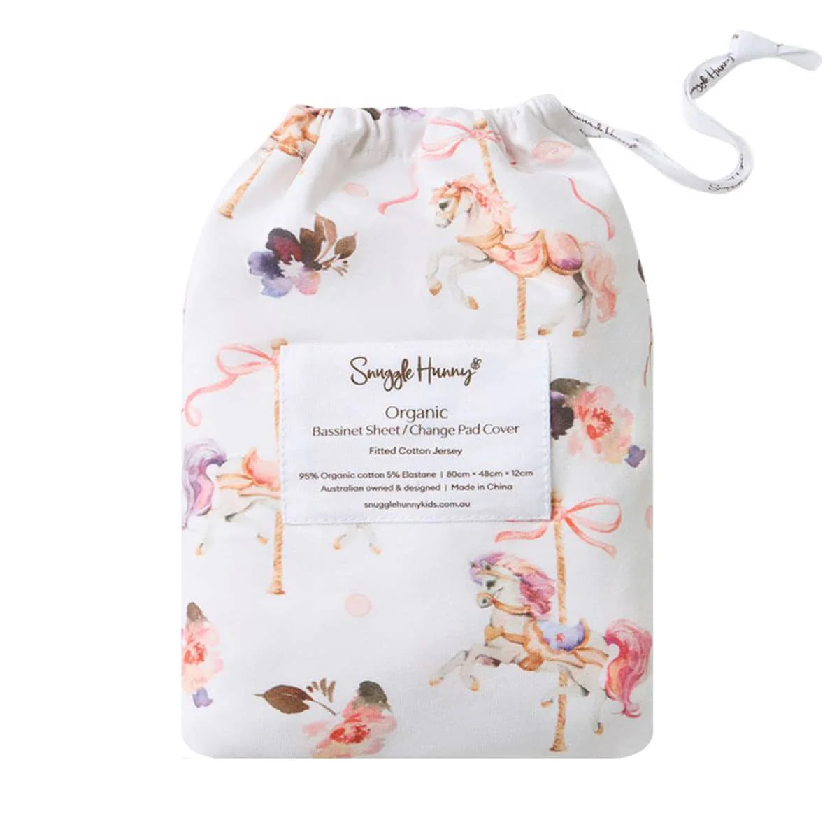 Snuggle Hunny Fitted Bassinet Sheet and Change Pad Cover - Carousel