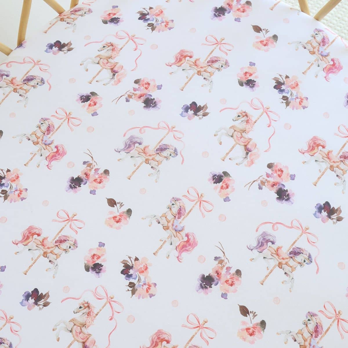 Snuggle Hunny Fitted Bassinet Sheet and Change Pad Cover - Carousel - Image 3