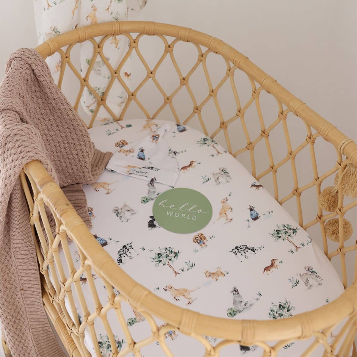 Snuggle Hunny Fitted Bassinet Sheet and Change Pad Cover - Dog Park - Image 2