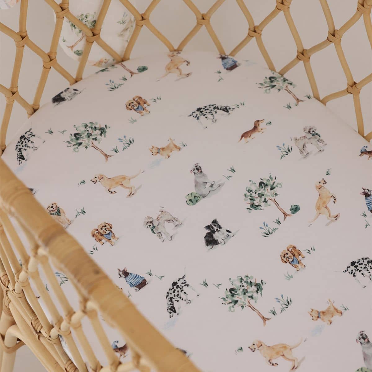 Snuggle Hunny Fitted Bassinet Sheet and Change Pad Cover - Dog Park - Image 4
