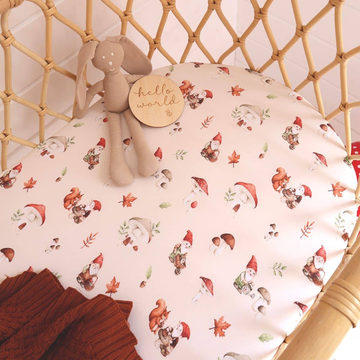 Snuggle Hunny Fitted Bassinet Sheet and Change Pad Cover - Gnomes - Image 3