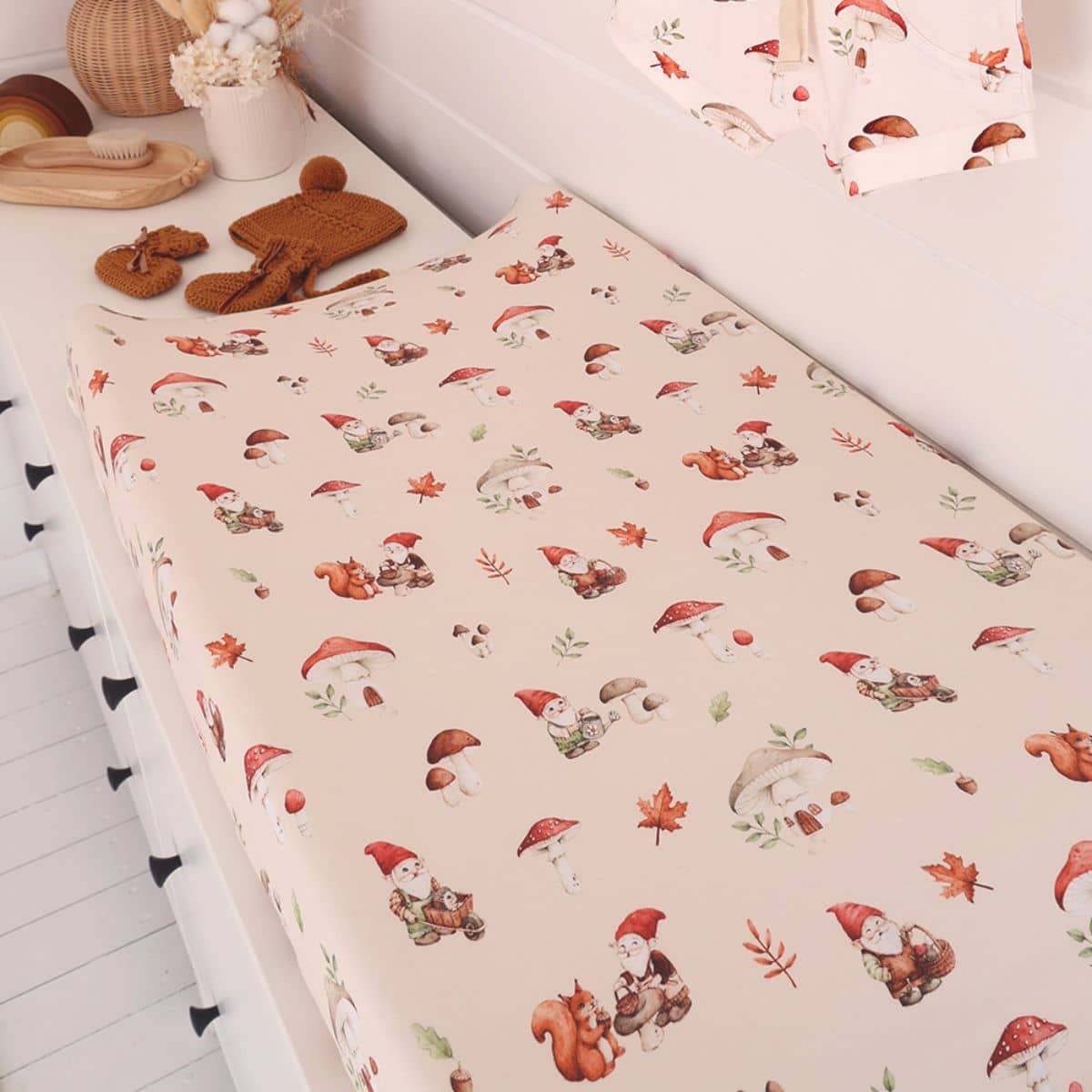Snuggle Hunny Fitted Bassinet Sheet and Change Pad Cover - Gnomes - Image 5