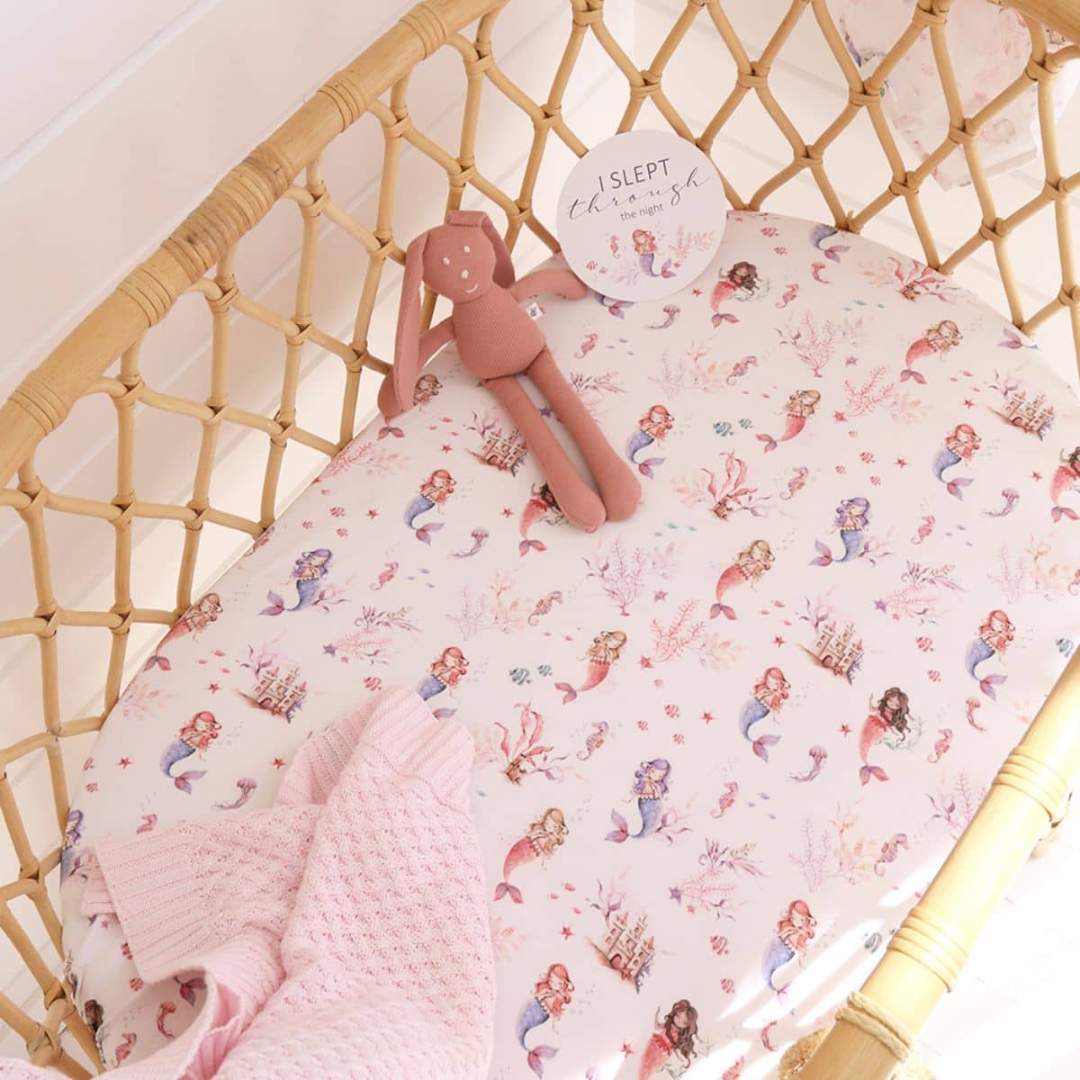 Snuggle Hunny Fitted Bassinet Sheet and Change Pad Cover - Mermaid - Image 2