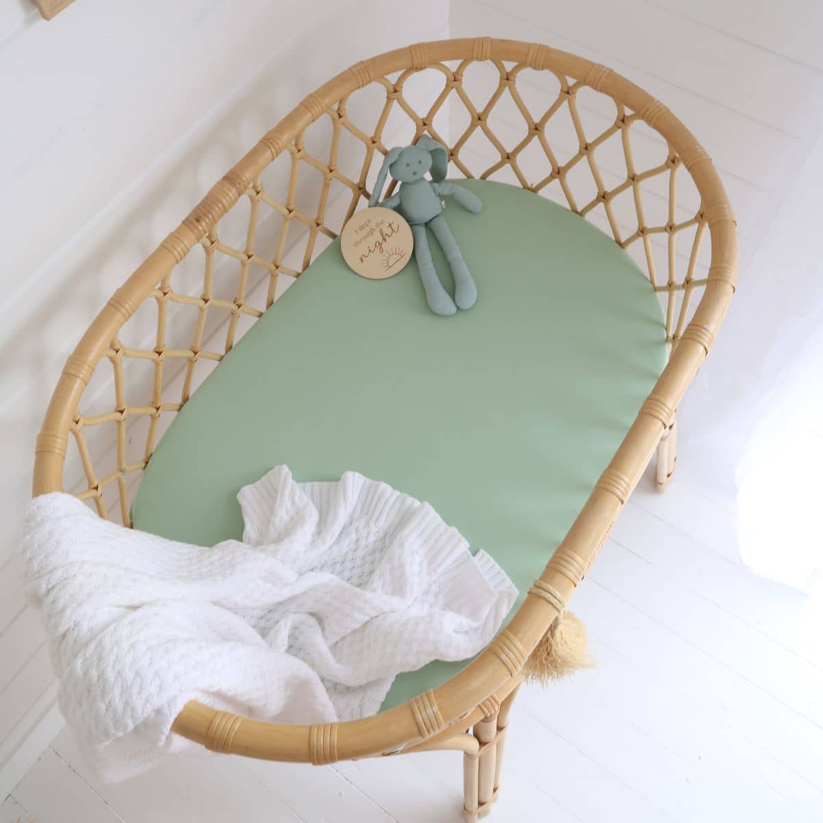 Snuggle Hunny Fitted Bassinet Sheet and Change Pad Cover - Mint - Image 3