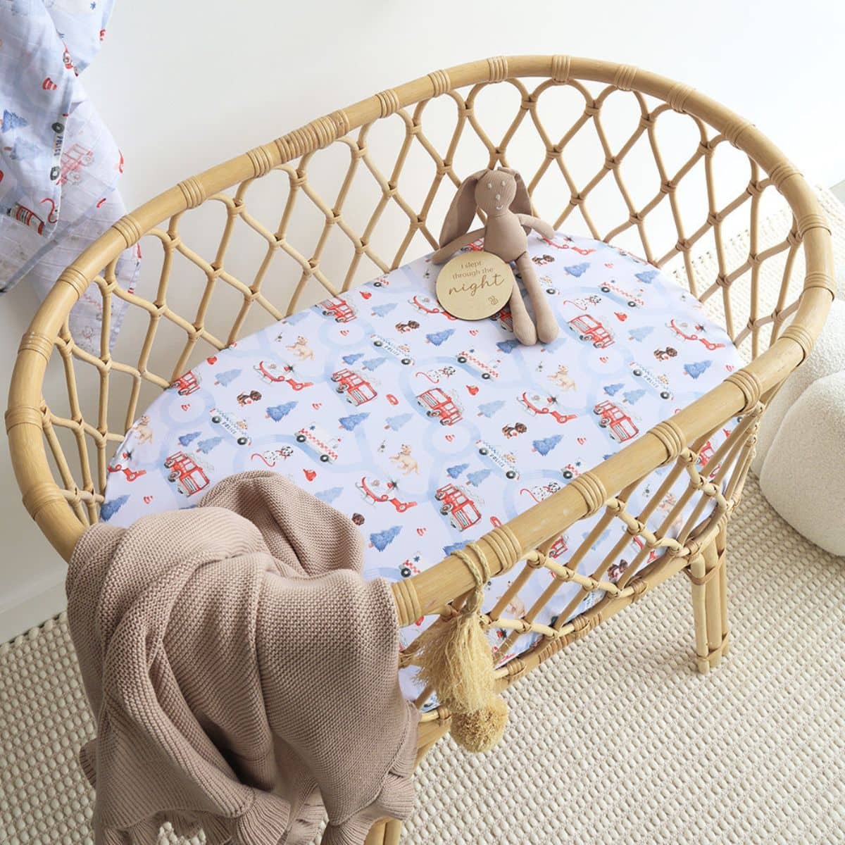 Snuggle Hunny Fitted Bassinet Sheet and Change Pad Cover - To the Rescue - Image 2