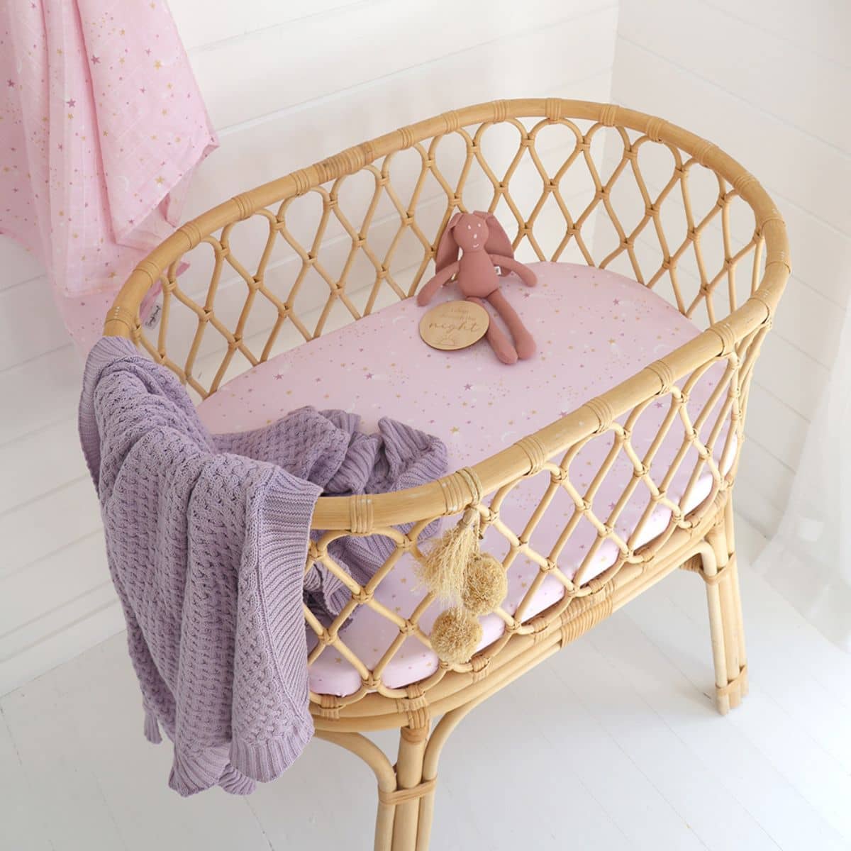 Snuggle Hunny Fitted Bassinet Sheet and Change Pad Cover - Twinkle - Image 2
