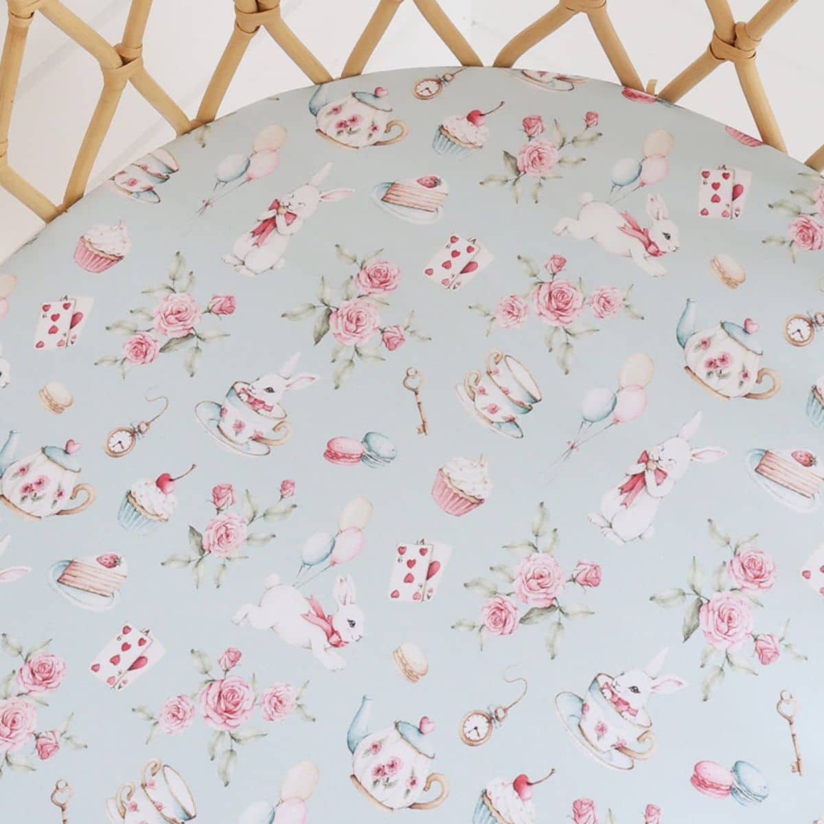 Snuggle Hunny Fitted Bassinet Sheet and Change Pad Cover - White Rabbit - Image 2