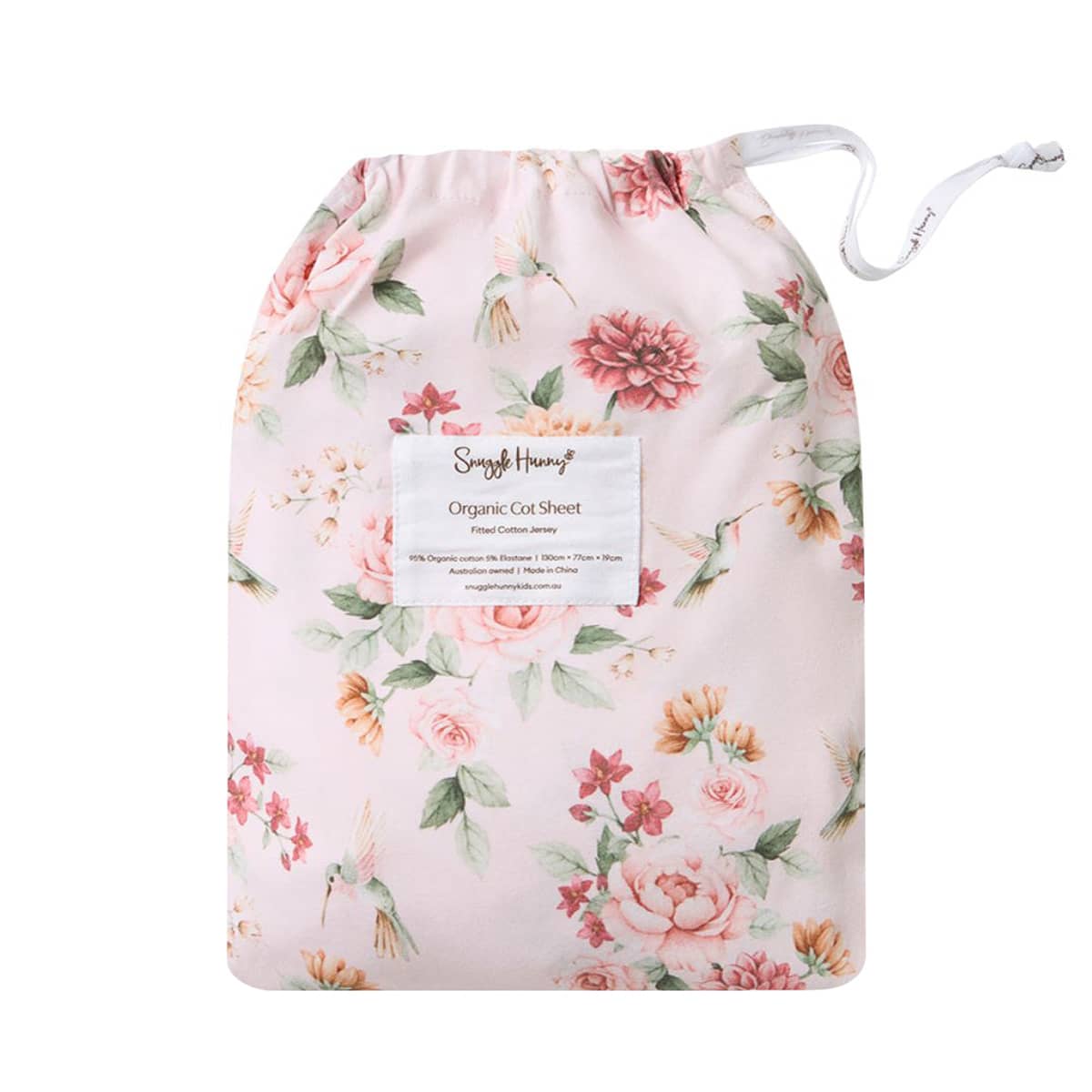 Snuggle Hunny Fitted Cot Sheet - Birds & Blooms