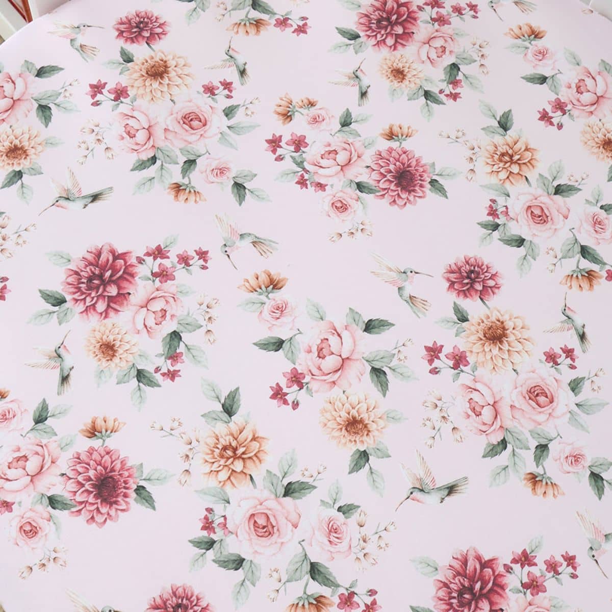 Snuggle Hunny Fitted Cot Sheet - Birds & Blooms - Image 3