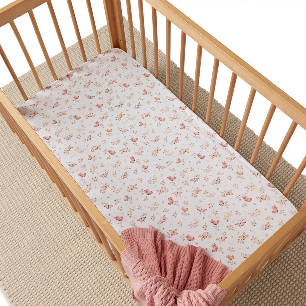 Snuggle Hunny Fitted Cot Sheet - Butterfly - Image 2