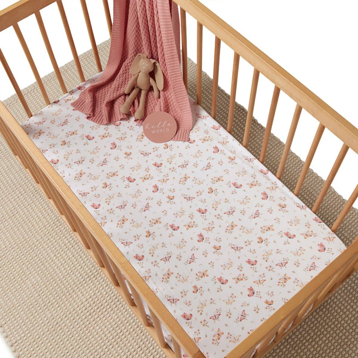 Snuggle Hunny Fitted Cot Sheet - Butterfly - Image 4