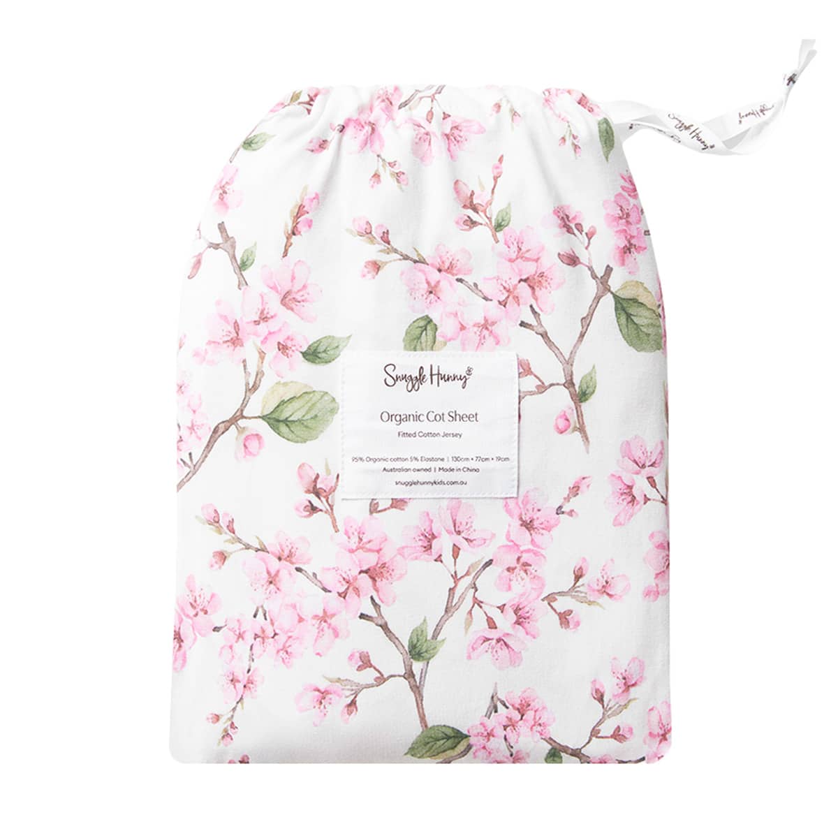 Snuggle Hunny Fitted Cot Sheet - Cherry Blossom