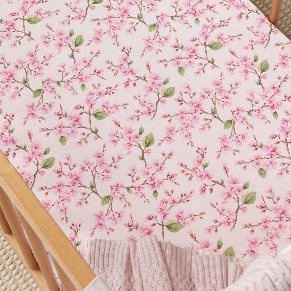 Snuggle Hunny Fitted Cot Sheet - Cherry Blossom - Image 3