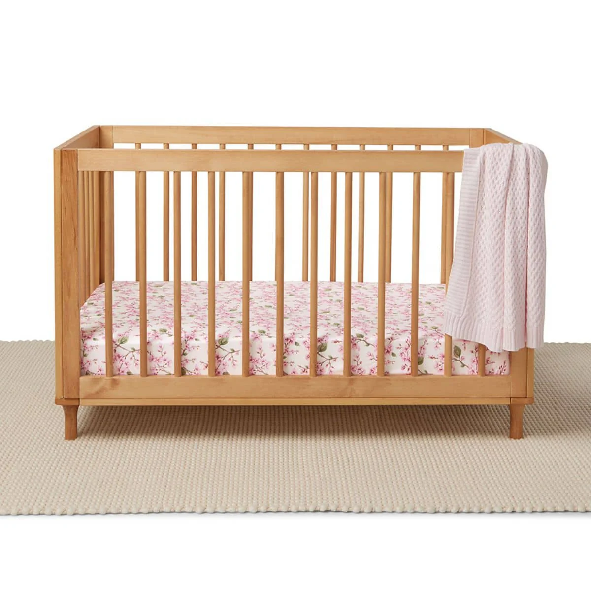 Snuggle Hunny Fitted Cot Sheet - Cherry Blossom - Image 5