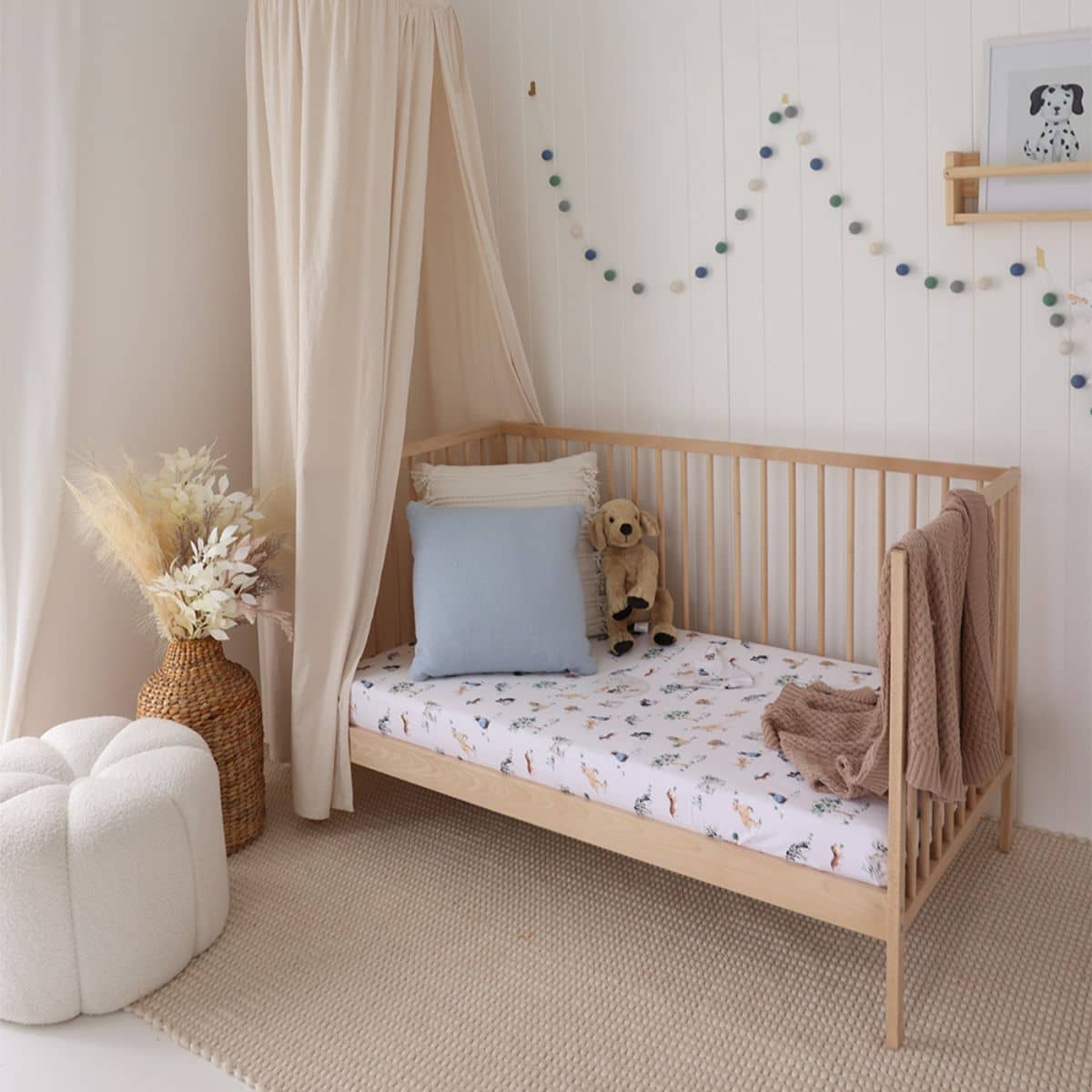 Snuggle Hunny Fitted Cot Sheet - Dog Park - Image 2