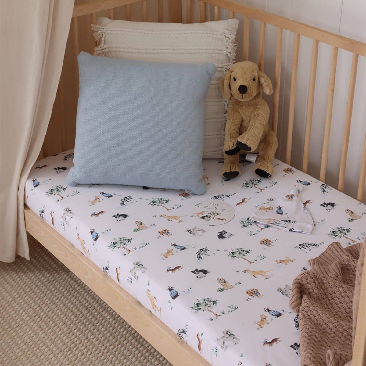 Snuggle Hunny Fitted Cot Sheet - Dog Park - Image 3