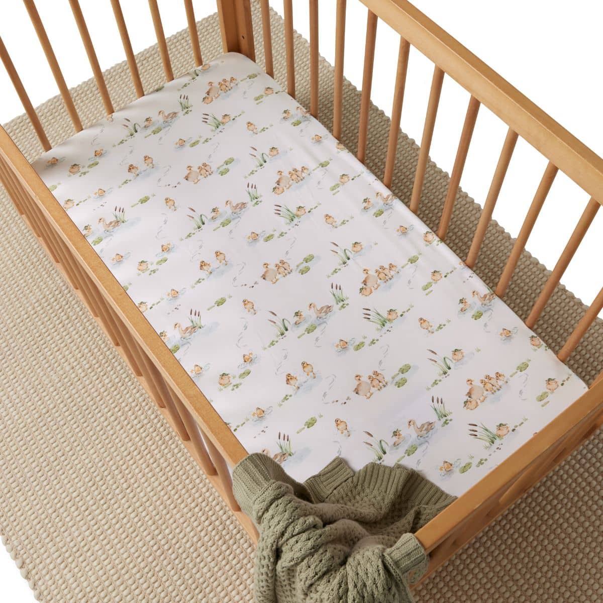 Snuggle Hunny Fitted Cot Sheet - Duck Pond - Image 2