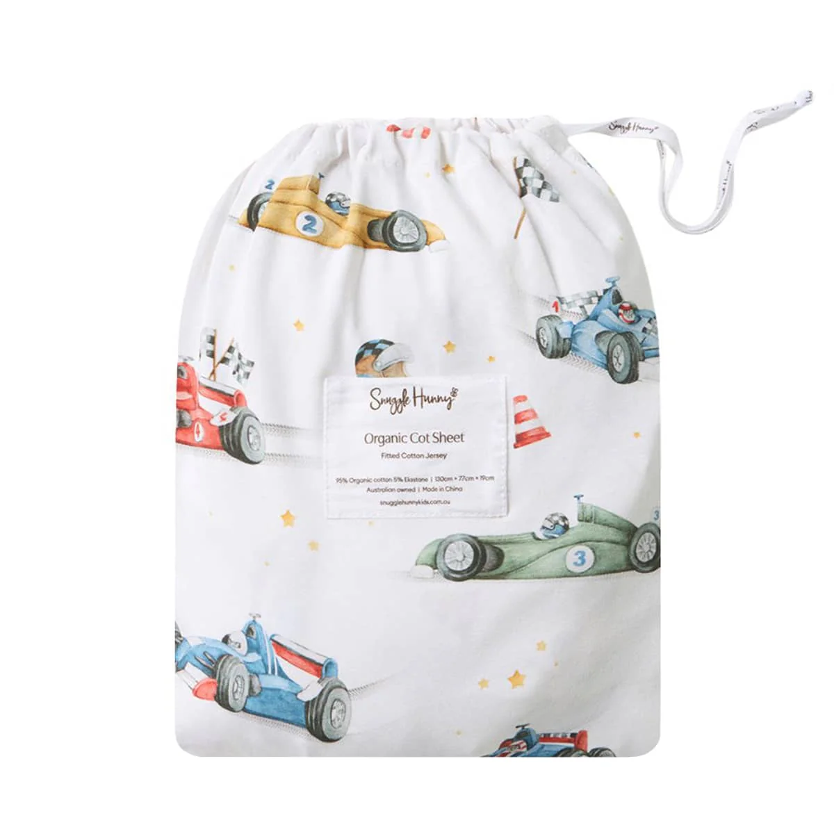 Snuggle Hunny Fitted Cot Sheet - Little Racers