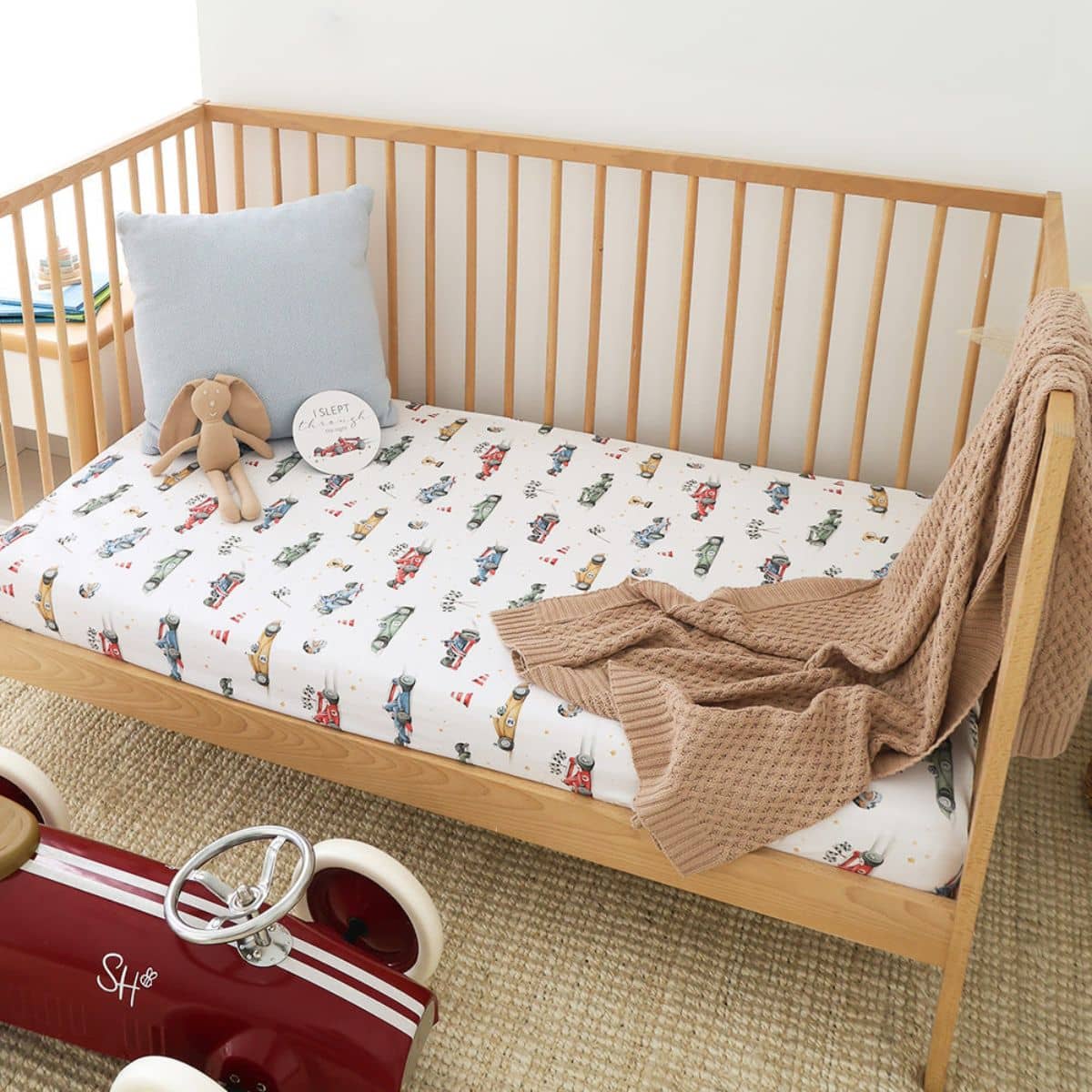 Snuggle Hunny Fitted Cot Sheet - Little Racers - Image 3