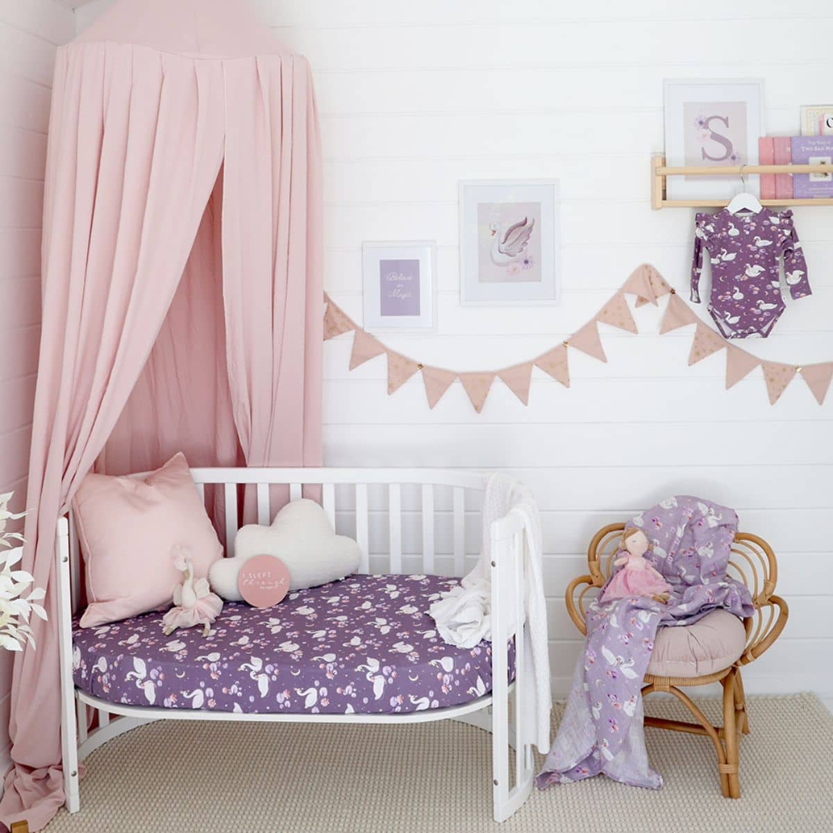 Snuggle Hunny Fitted Cot Sheet - Midnight Swan - Image 3