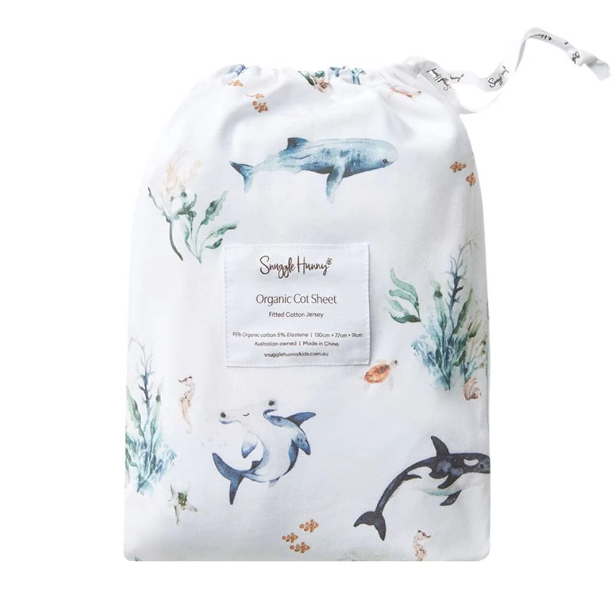 Snuggle Hunny Fitted Cot Sheet - Ocean