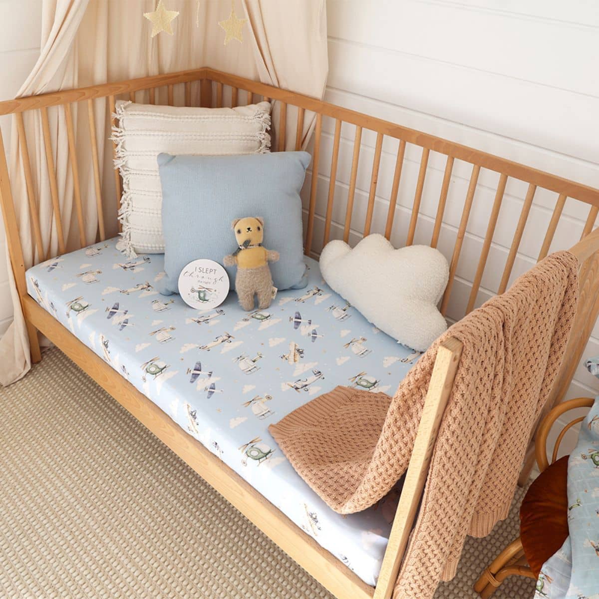 Snuggle Hunny Fitted Cot Sheet - Taking Flight - Image 2