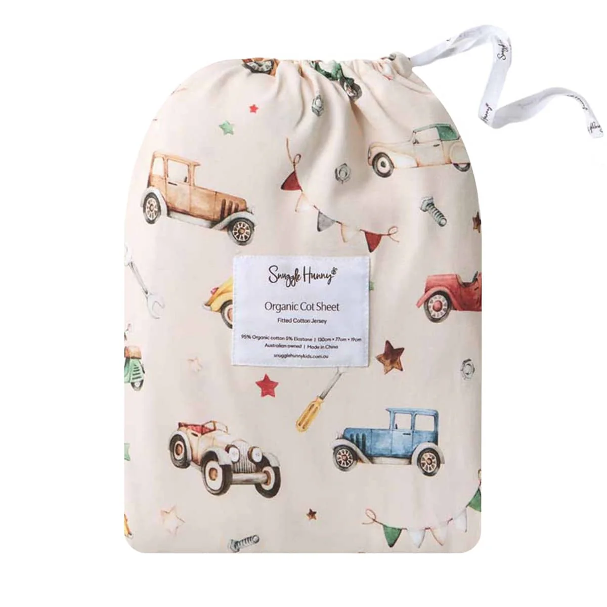 Snuggle Hunny Fitted Cot Sheet - Vintage Cars