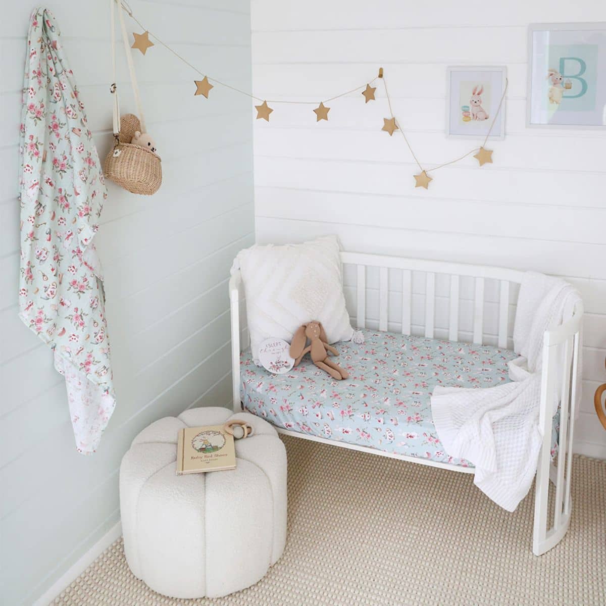 Snuggle Hunny Fitted Cot Sheet - White Rabbit - Image 3