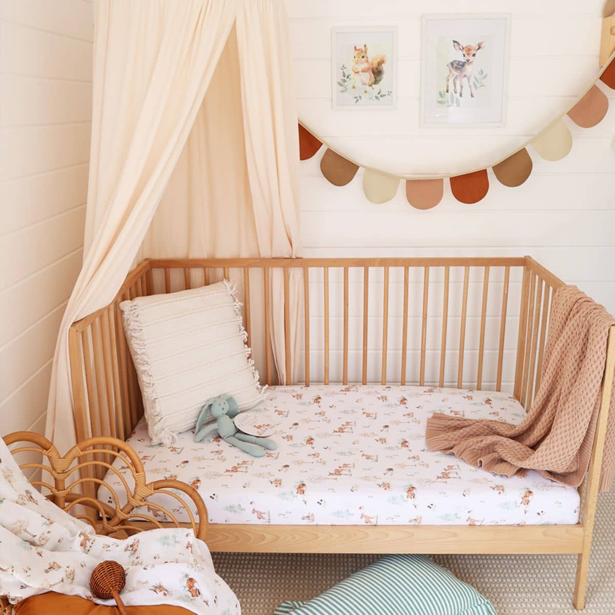 Snuggle Hunny Fitted Cot Sheet - Woodland Tales - Image 3
