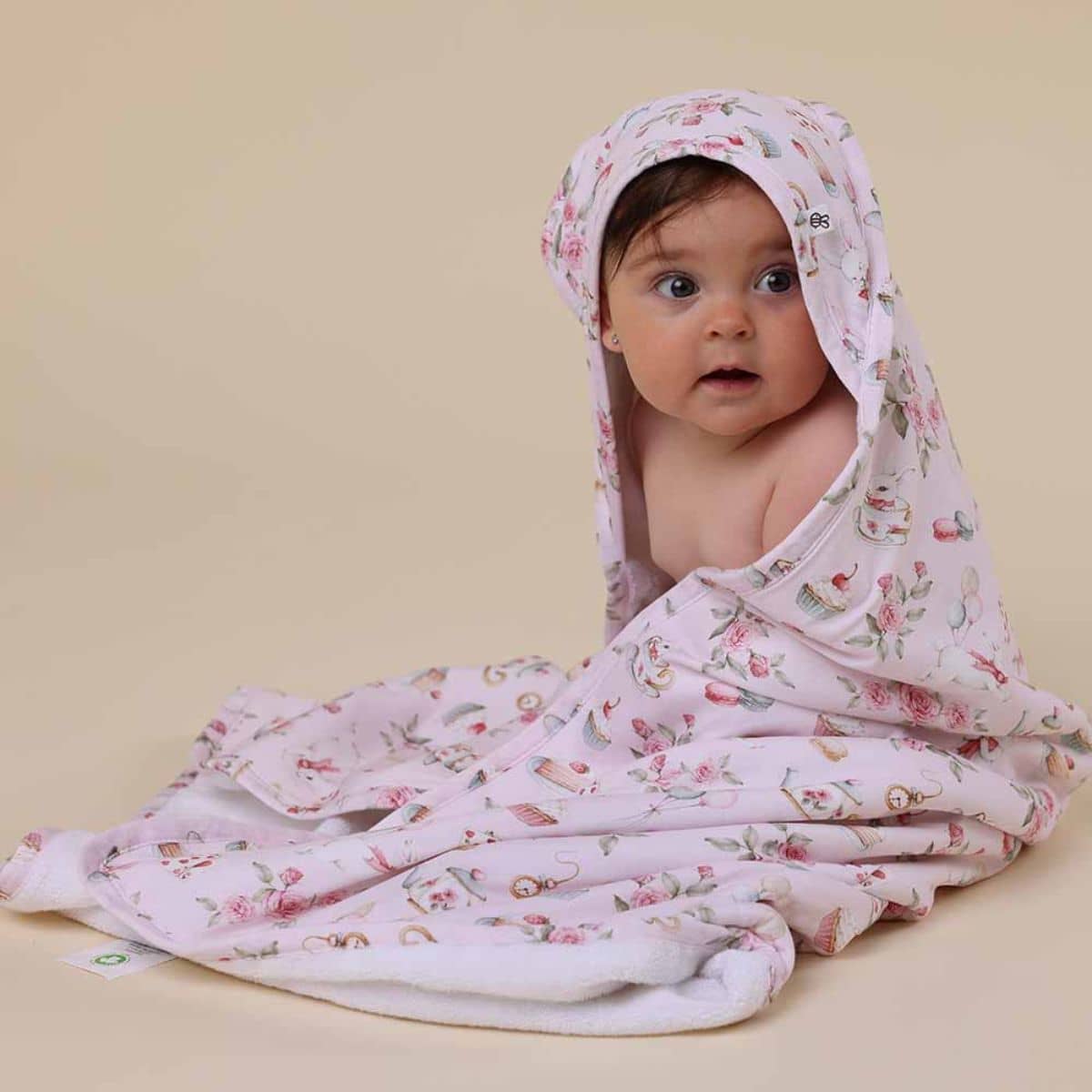 Snuggle Hunny Hooded Baby Towel - Alice's Tea Party - Image 3