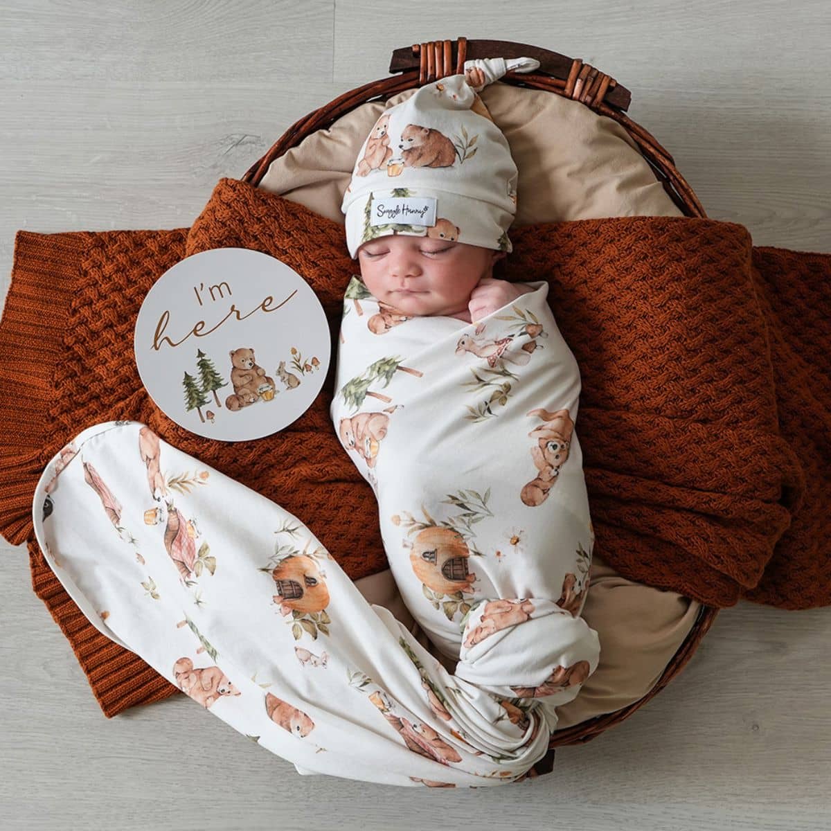 Snuggle Hunny Jersey Wrap with Matching Headwear - Bears - Image 2