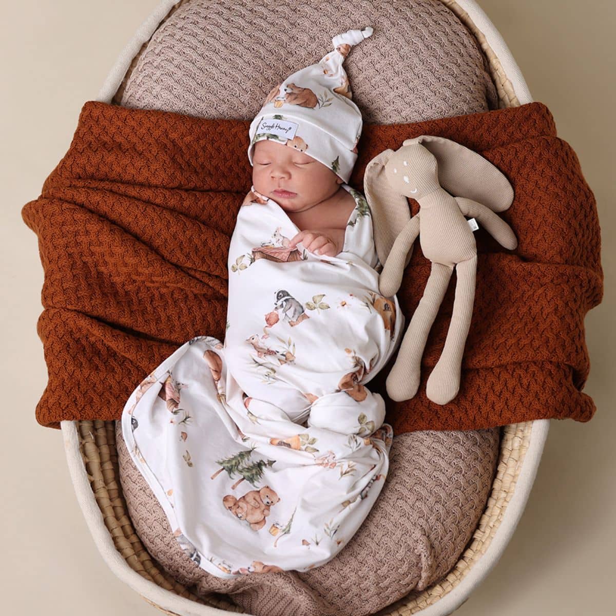 Snuggle Hunny Jersey Wrap with Matching Headwear - Bears - Image 4
