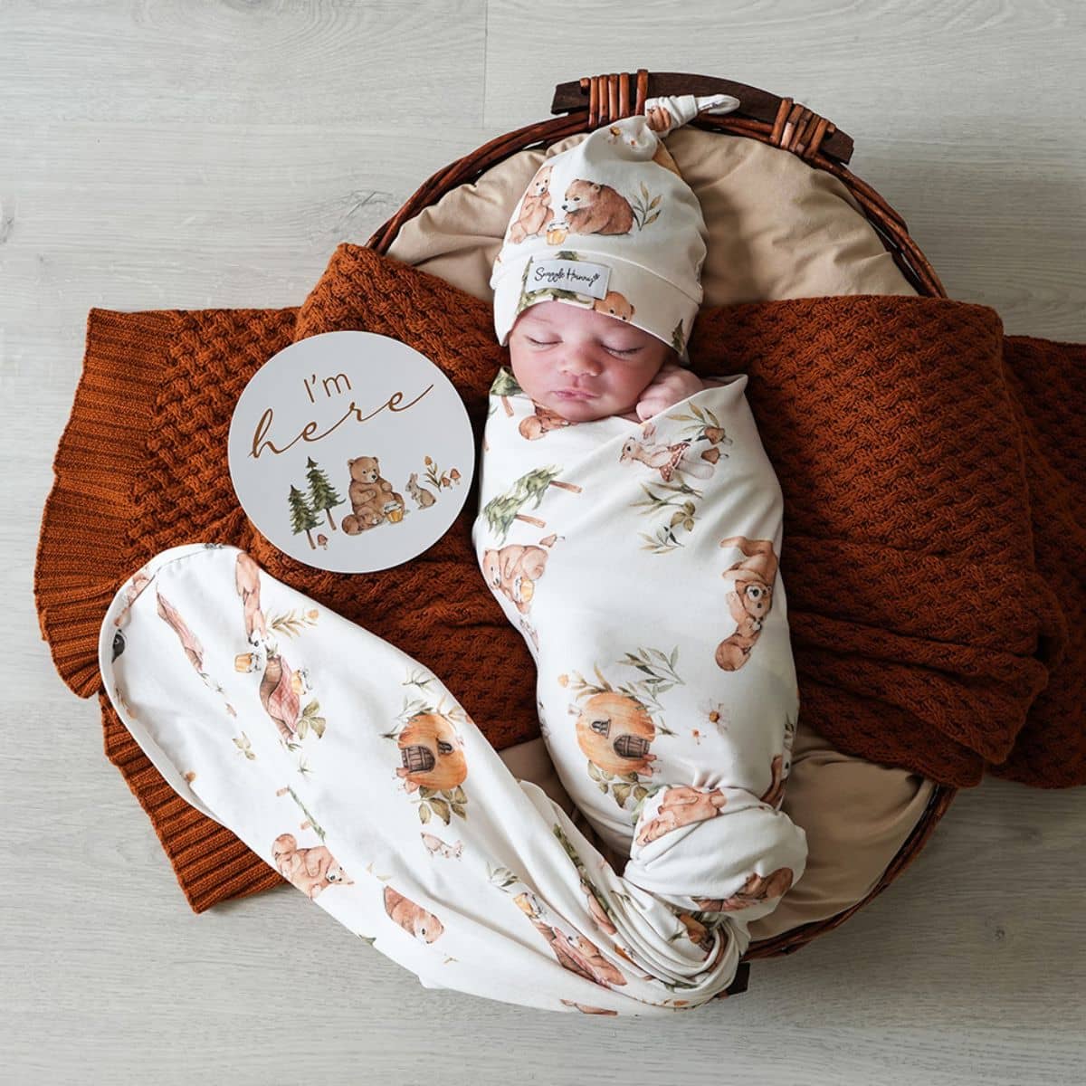 Snuggle Hunny Jersey Wrap with Matching Headwear - Bears - Image 5