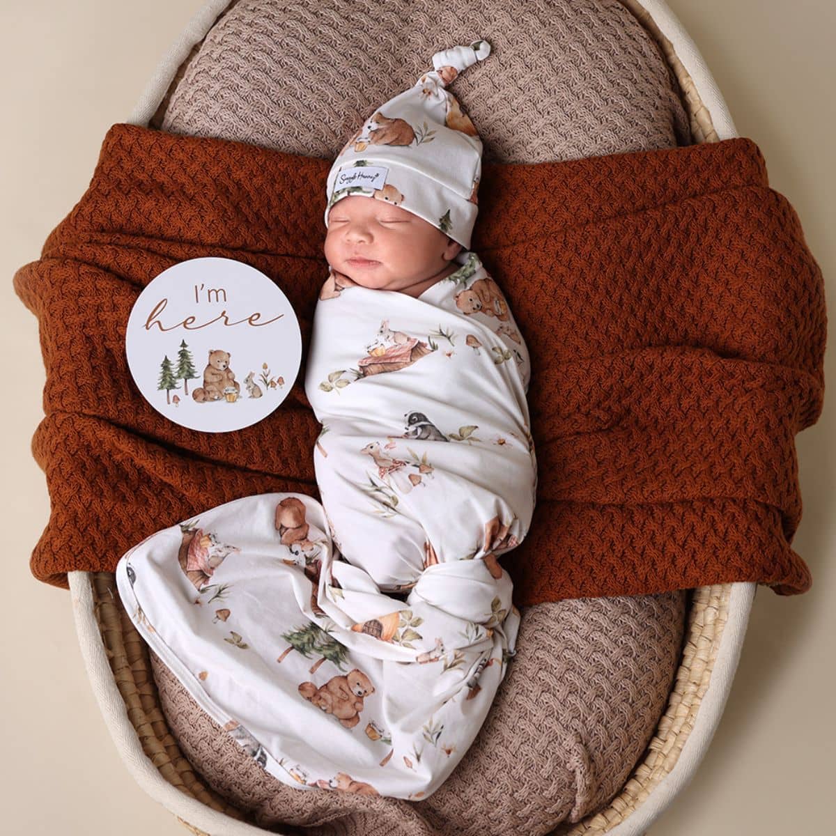 Snuggle Hunny Jersey Wrap with Matching Headwear - Bears - Image 6