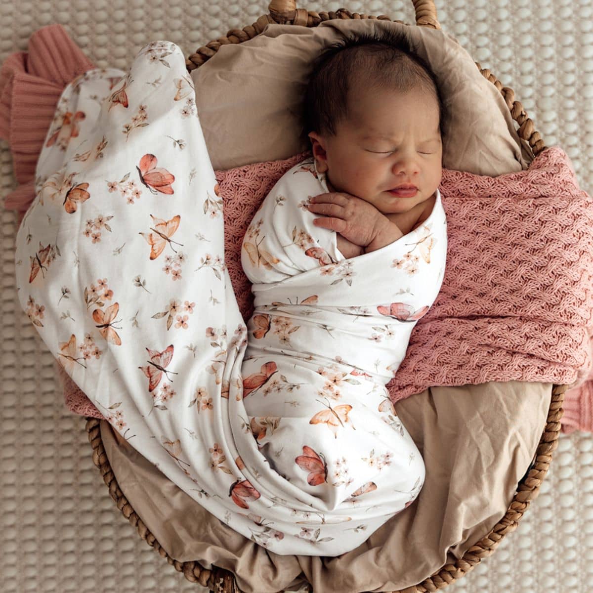 Snuggle Hunny Jersey Wrap with Matching Headwear - Butterfly - Image 2