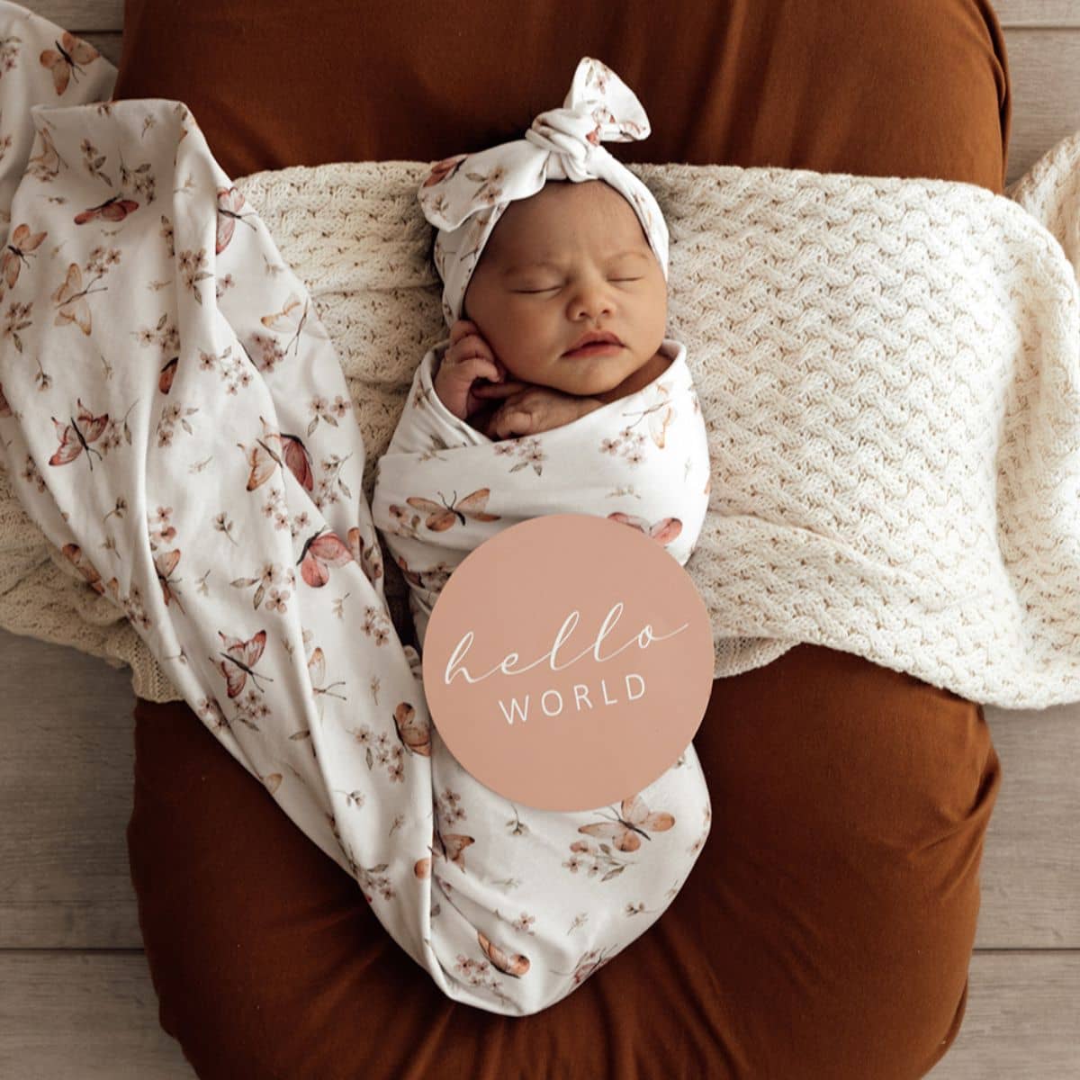 Snuggle Hunny Jersey Wrap with Matching Headwear - Butterfly - Image 6
