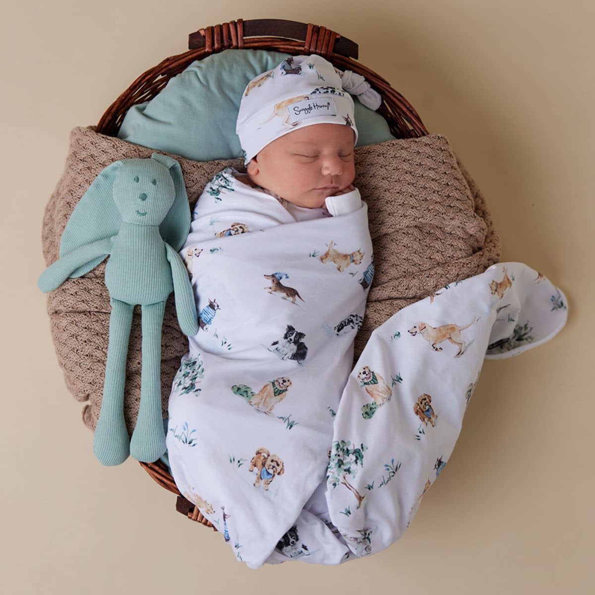 Snuggle Hunny Jersey Wrap with Matching Headwear - Dog Park - Image 4
