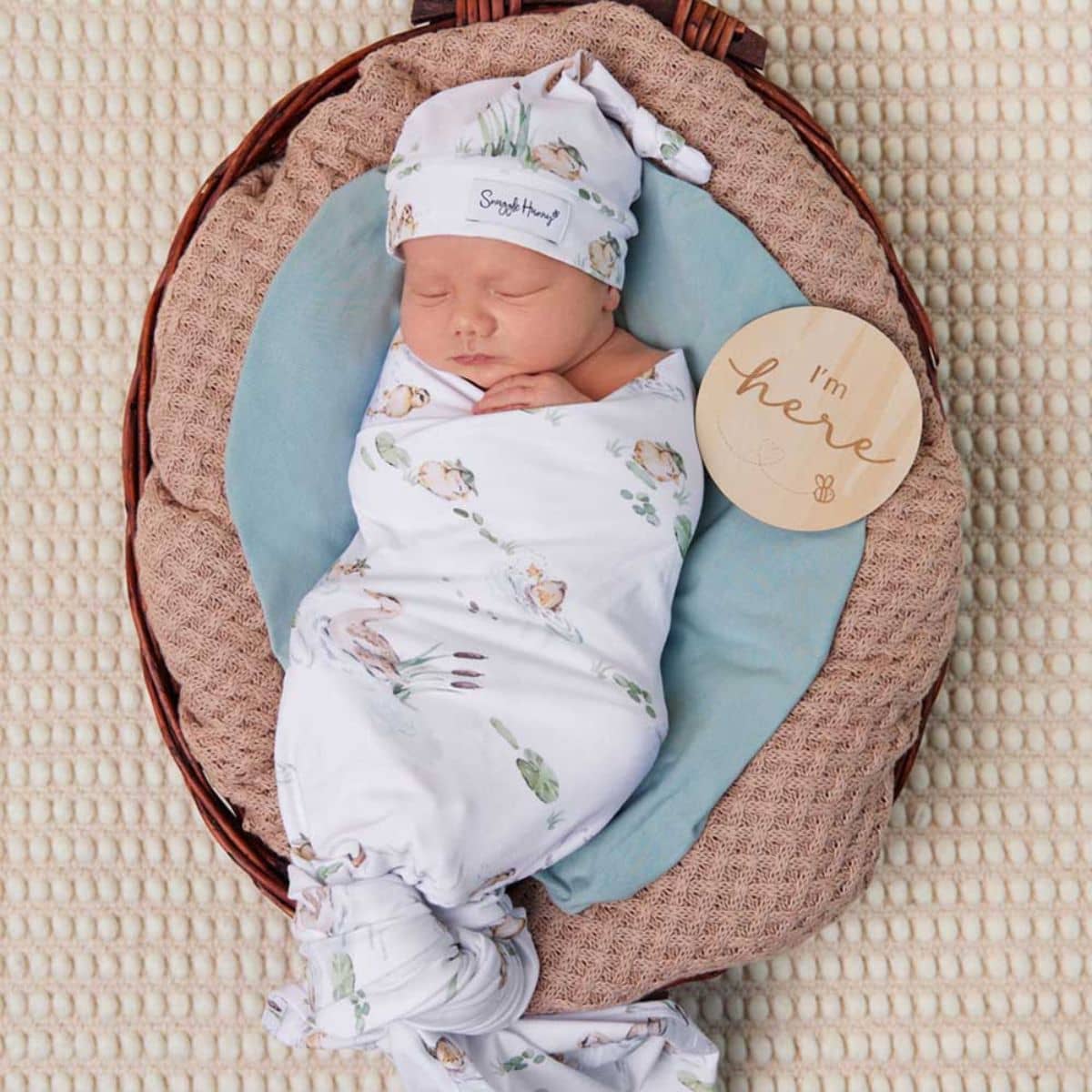 Snuggle Hunny Jersey Wrap with Matching Headwear - Duck Pond - Image 3