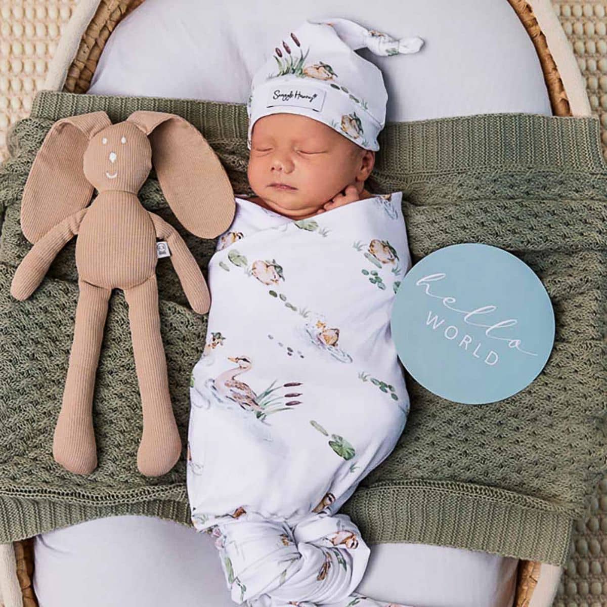 Snuggle Hunny Jersey Wrap with Matching Headwear - Duck Pond - Image 4