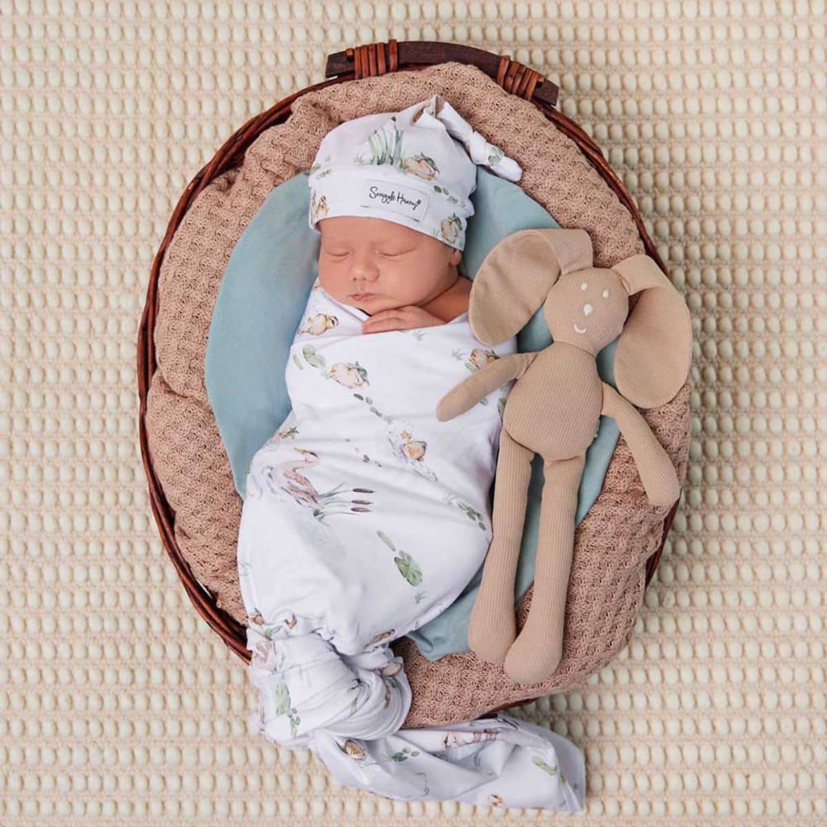 Snuggle Hunny Jersey Wrap with Matching Headwear - Duck Pond - Image 5
