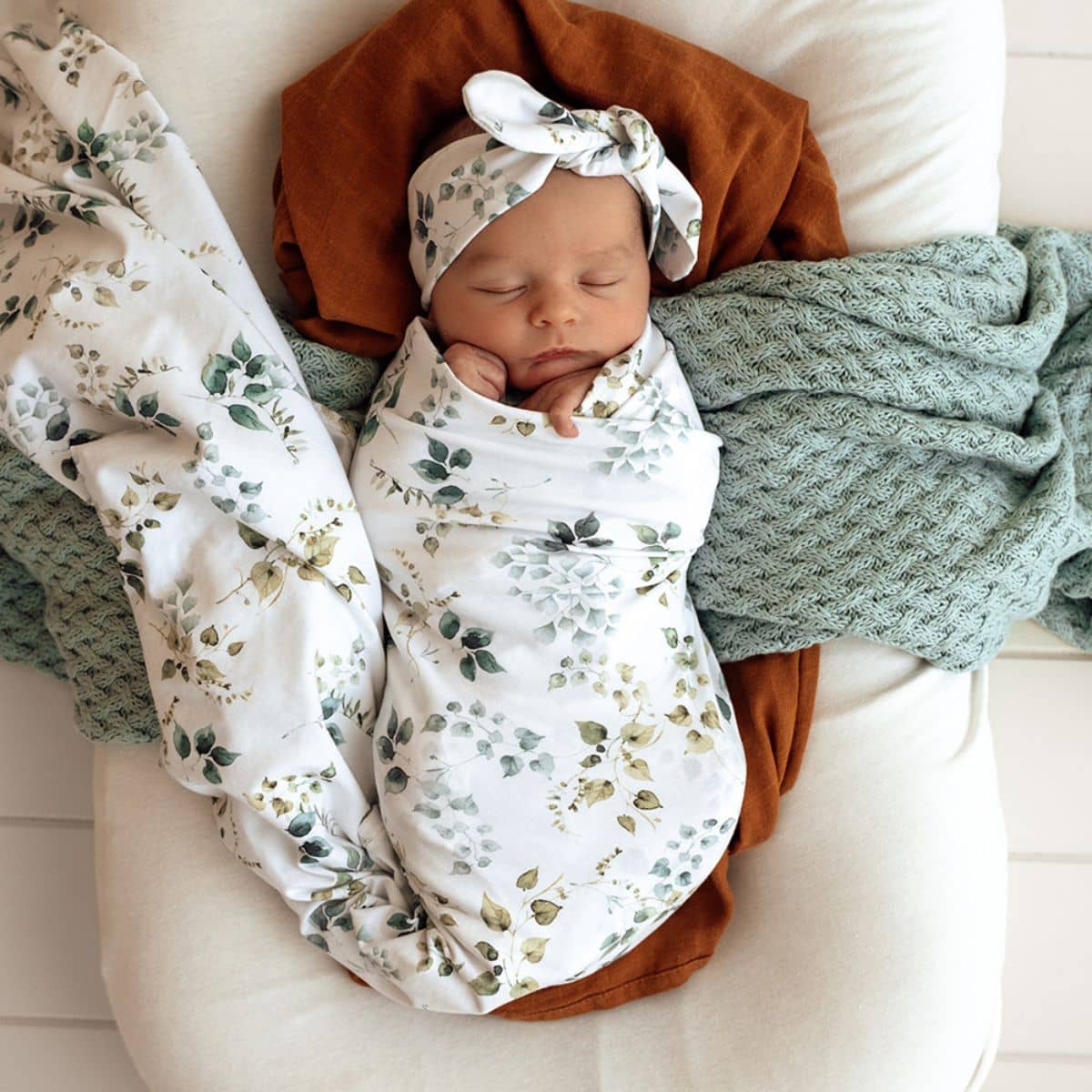 Snuggle Hunny Jersey Wrap with Matching Headwear - Eden - Image 2