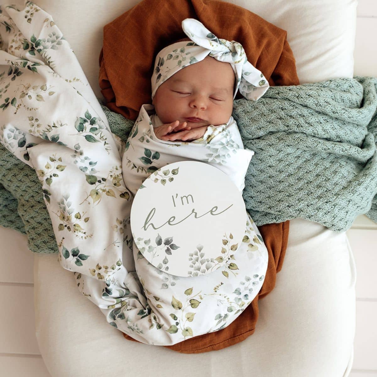 Snuggle Hunny Jersey Wrap with Matching Headwear - Eden - Image 5