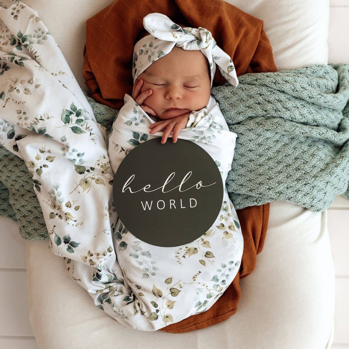 Snuggle Hunny Jersey Wrap with Matching Headwear - Eden - Image 6
