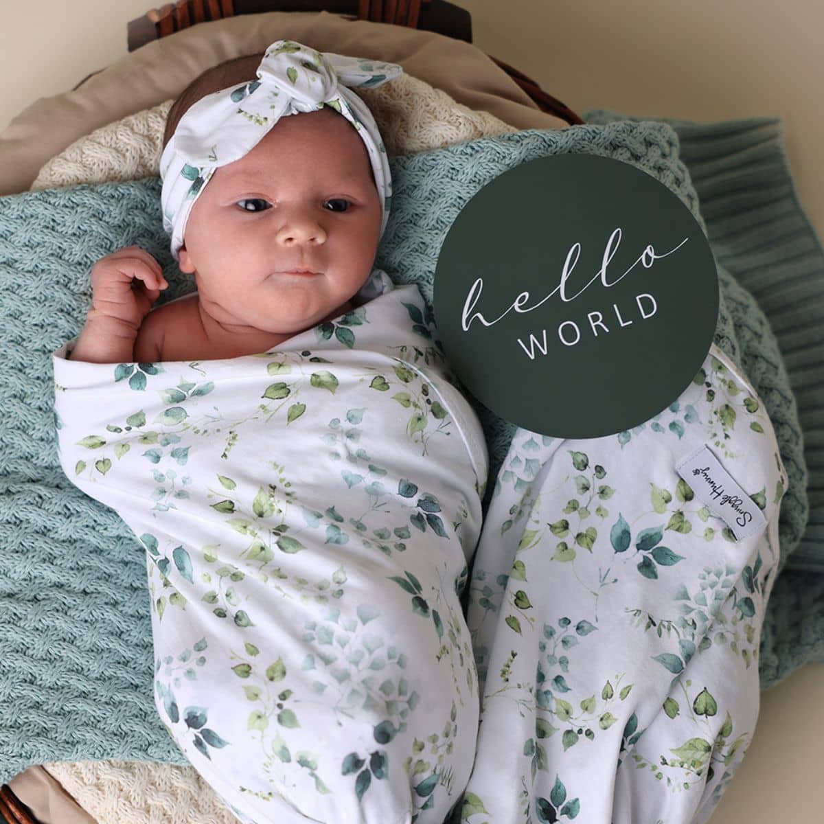 Snuggle Hunny Jersey Wrap with Matching Headwear - Eden - Image 8